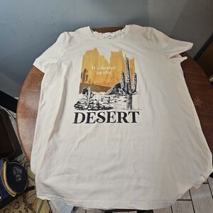 Tres Bien Desert Graphic Tee in Cream with Yellow Print